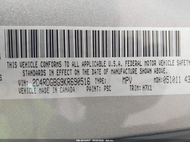 Dodge Grand Caravan Se 2019 2C4RDGBG9KR690516 Image 9
