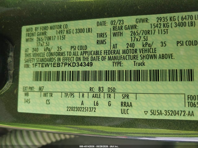 Ford F-150 Xl 2023 1FTEW1EB7PKD34349 Image 9