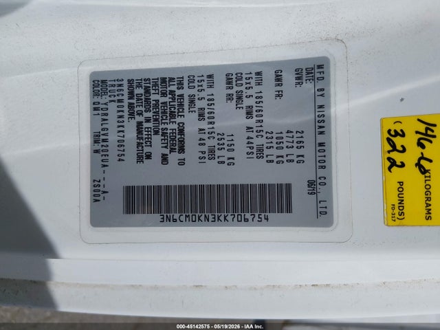Nissan NV200 SV 2019 3N6CM0KN3KK706754 Image 9