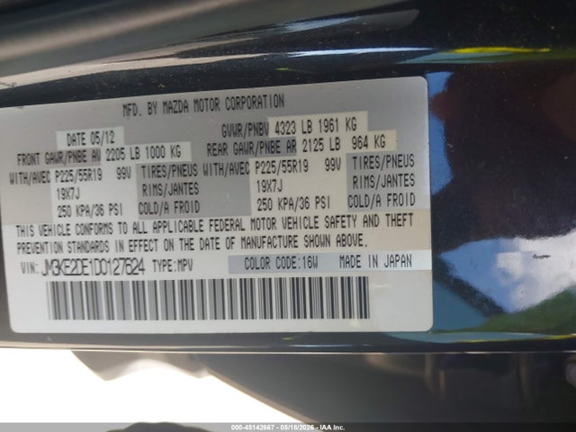 2013 Mazda Cx-5 Grand Touring მანქანა იყიდება აუქციონზე, vin: JM3KE2DE1D0127624, აუქციონის ნომერი: 45142667
