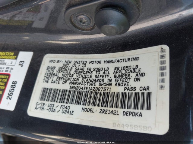 Aukcja sprzedaży 2010 Toyota Corolla Le, vin: 1NXBU4EE1AZ327571, numer aukcji: 45142796