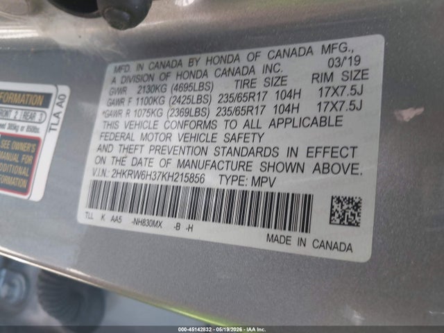 Honda CR-V LX 2019 2HKRW6H37KH215856 Image 9