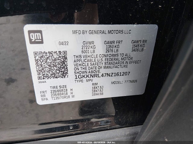 Aukcja sprzedaży 2022 Gmc Acadia Awd Sle, vin: 1GKKNRL47NZ161207, numer aukcji: 45142834