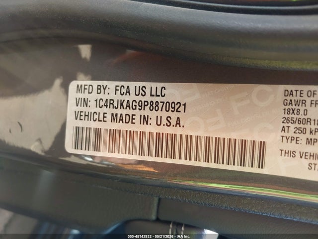 1C4RJKAG9P8870921 Jeep Grand Cherokee L Laredo 4x4