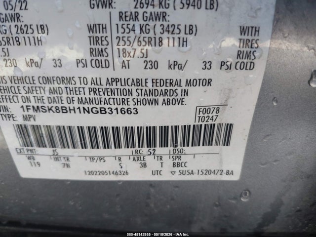 Ford Explorer 2022 1FMSK8BH1NGB31663 Image 9