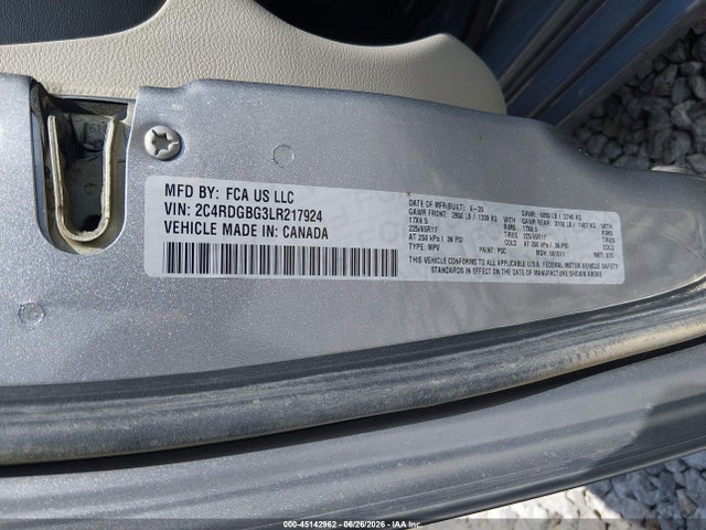 Dodge Grand Caravan Se 2020 2C4RDGBG3LR217924 Image 9