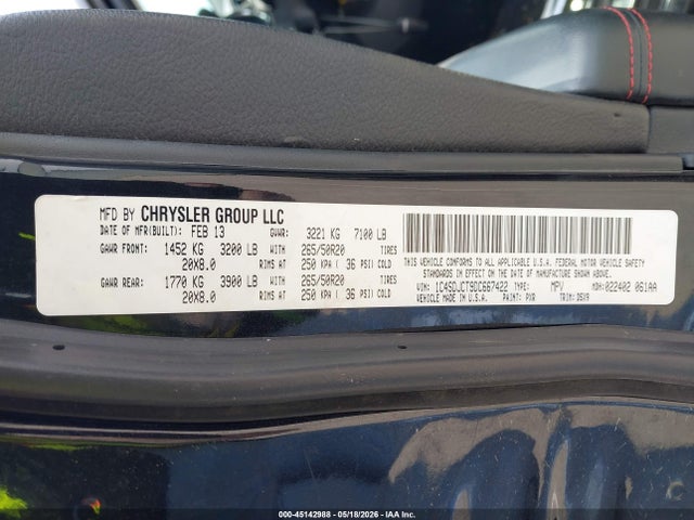 Aukcja sprzedaży 2013 Dodge Durango R/t, vin: 1C4SDJCT9DC667422, numer aukcji: 45142988