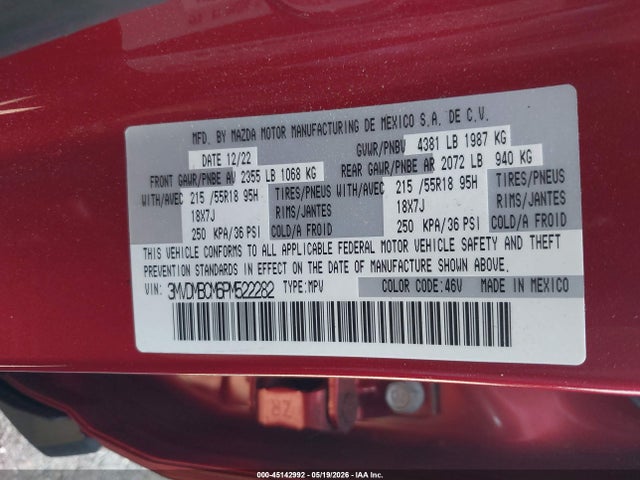 Aukcja sprzedaży 2023 Mazda Cx-30 2.5 S Preferred, vin: 3MVDMBCM6PM522282, numer aukcji: 45142992