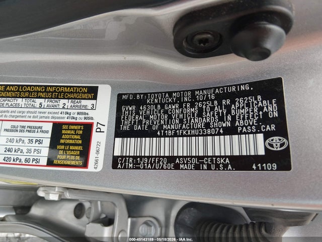 Toyota CAMRY SE 2017 4T1BF1FKXHU338074 Image 9
