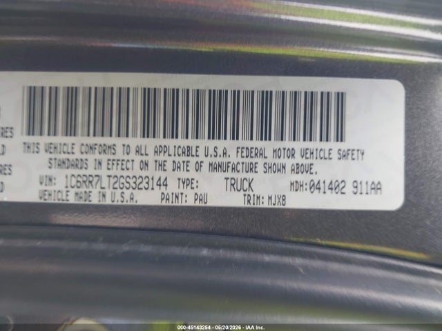 2016 Ram 1500 Lone Star მანქანა იყიდება აუქციონზე, vin: 1C6RR7LT2GS323144, აუქციონის ნომერი: 45143254