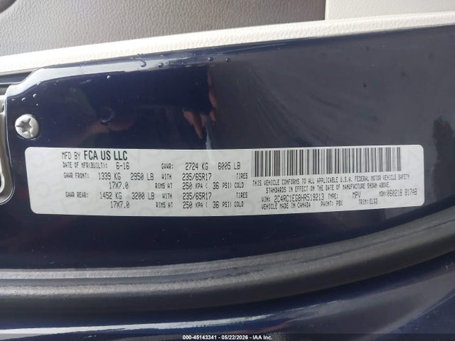 2017 Chrysler Pacifica Touring-l Plus მანქანა იყიდება აუქციონზე, vin: 2C4RC1EG8HR519213, აუქციონის ნომერი: 45143341
