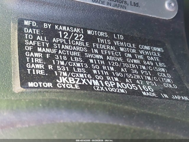 Kawasaki Zx1002 M 2023 JKBZXVM16PA005166 Image 10