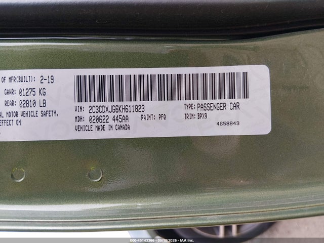 2019 Dodge Charger Sxt Awd მანქანა იყიდება აუქციონზე, vin: 2C3CDXJG6KH611823, აუქციონის ნომერი: 45143366