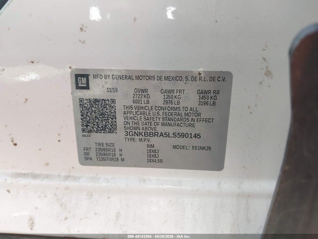 2020 Chevrolet Blazer Fwd 1lt მანქანა იყიდება აუქციონზე, vin: 3GNKBBRA5LS590145, აუქციონის ნომერი: 45143394