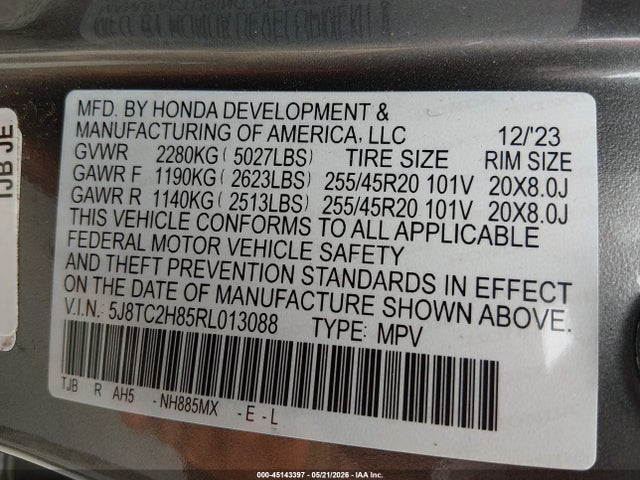 2024 Acura Rdx A-spec Advance Package მანქანა იყიდება აუქციონზე, vin: 5J8TC2H85RL013088, აუქციონის ნომერი: 45143397