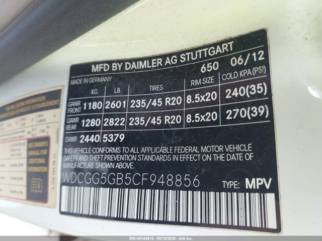 Aukcja sprzedaży 2012 Mercedes-benz Glk 350, vin: WDCGG5GB5CF948856, numer aukcji: 45143415