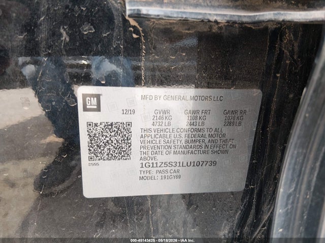Продажа на аукционе авто 2020 Chevrolet Impala Fwd Lt, vin: 1G11Z5S31LU107739, номер лота: 45143425
