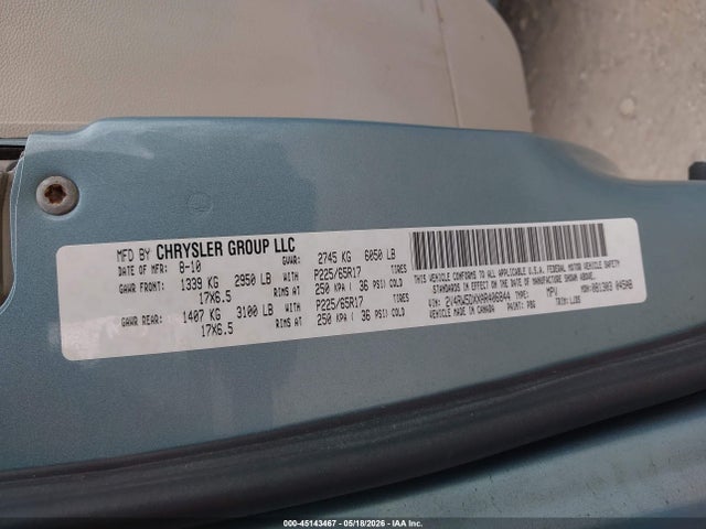 45143467 :رقم المزاد ، 2V4RW5DXXAR406844 vin ، 2010 Volkswagen Routan Sel مزاد بيع