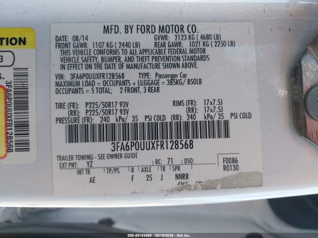 Продаж на аукціоні авто 2015 Ford Fusion Hybrid S, vin: 3FA6P0UUXFR128568, номер лоту: 45143469