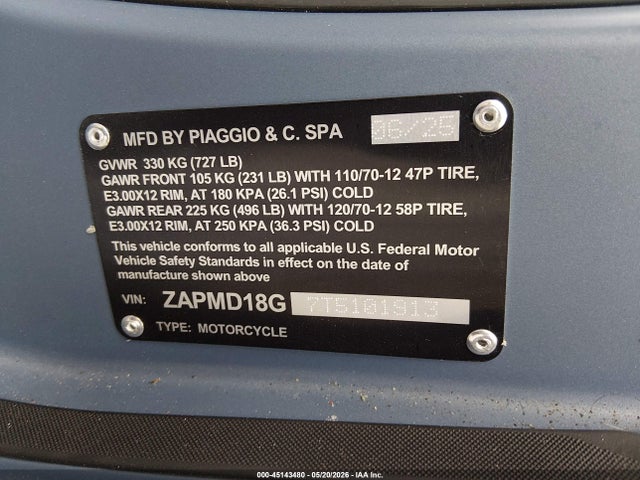 ZAPMD18G7T5101913 Vespa Primavera/sprint 150