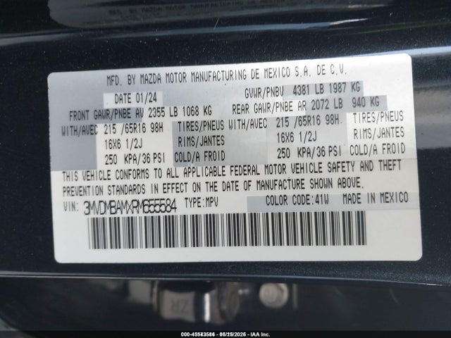 Aukcja sprzedaży 2024 Mazda Cx-30 2.5 S, vin: 3MVDMBAMXRM655584, numer aukcji: 45143586