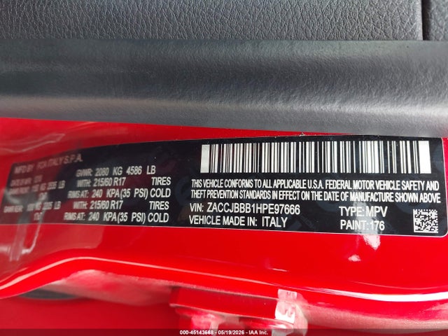 Aukcja sprzedaży 2017 Jeep Renegade Latitude 4x4, vin: ZACCJBBB1HPE97666, numer aukcji: 45143668