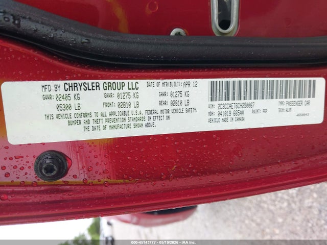 Aukcja sprzedaży 2012 Chrysler 300c, vin: 2C3CCAET6CH250067, numer aukcji: 45143777