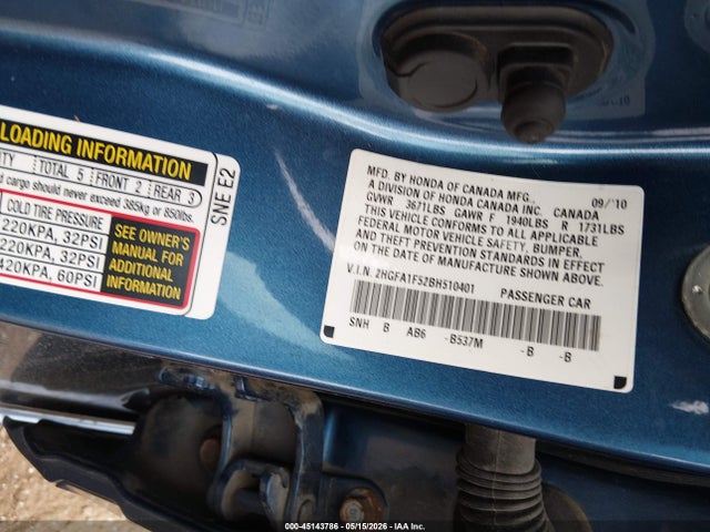 Aukcja sprzedaży 2011 Honda Civic Lx, vin: 2HGFA1F52BH510401, numer aukcji: 45143786