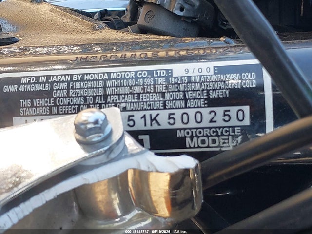 Aukcja sprzedaży 2001 Honda Vt750 Dc, vin: JH2RC44051K500250, numer aukcji: 45143787