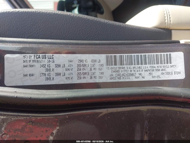 2017 Dodge Durango Sxt Awd მანქანა იყიდება აუქციონზე, vin: 1C4RDJAG1HC690817, აუქციონის ნომერი: 45143792