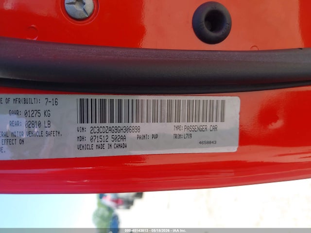 Продаж на аукціоні авто 2016 Dodge Challenger Sxt, vin: 2C3CDZAG9GH306898, номер лоту: 45143813