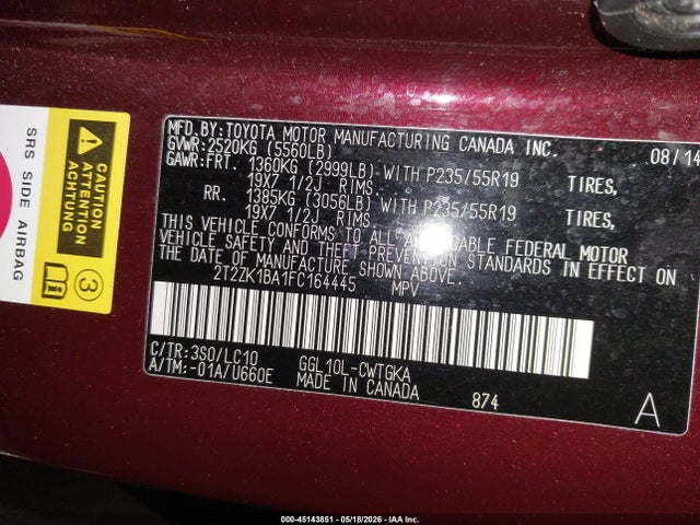 Продаж на аукціоні авто 2015 Lexus Rx 350, vin: 2T2ZK1BA1FC164445, номер лоту: 45143851