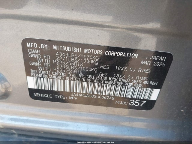 Продаж на аукціоні авто 2025 Mitsubishi Outlander Sport 2.0 Es Awc/2.0 Le Awc/2.0 S Awc/2.0 Se Awc/2.0 Trail Edition Awc, vin: JA4ARUAU8SU006749, номер лоту: 45143878