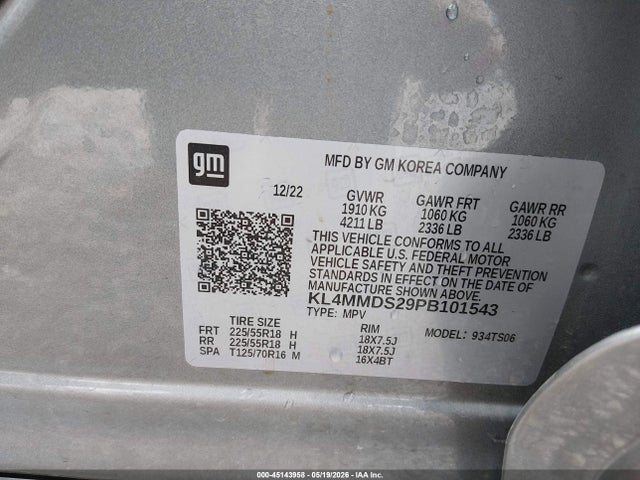 Aukcja sprzedaży 2023 Buick Encore Gx Select Fwd, vin: KL4MMDS29PB101543, numer aukcji: 45143958