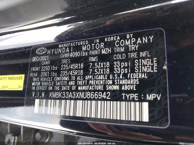 Aukcja sprzedaży 2022 Hyundai Kona N Line, vin: KM8K33A3XNU866942, numer aukcji: 45143976