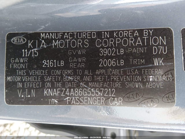 Продажа на аукционе авто 2016 Kia Forte Ex, vin: KNAFZ4A86G5557212, номер лота: 45143994