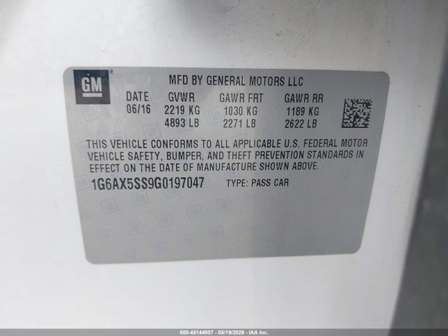 Продаж на аукціоні авто 2016 Cadillac Cts Luxury Collection, vin: 1G6AX5SS9G0197047, номер лоту: 45144007