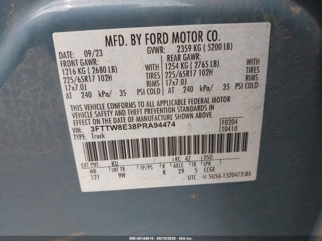 Продажа на аукционе авто 2023 Ford Maverick Xl, vin: 3FTTW8E38PRA94474, номер лота: 45144015