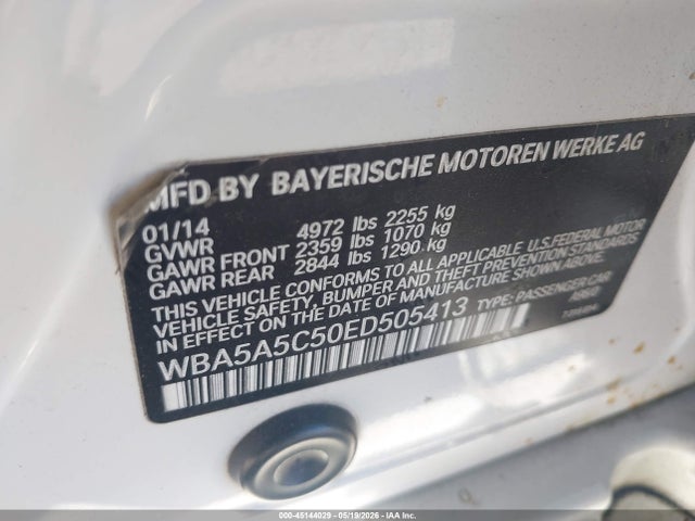 45144029 :رقم المزاد ، WBA5A5C50ED505413 vin ، 2014 Bmw 528i مزاد بيع