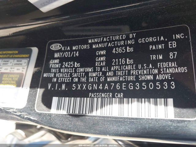 5XXGN4A76EG350533 KIA OPTIMA EX