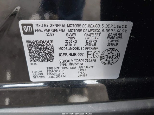 Aukcja sprzedaży 2024 Gmc Terrain At4, vin: 3GKALYEG5RL219279, numer aukcji: 45144129