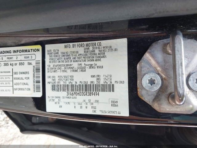 Продаж на аукціоні авто 2016 Ford Fusion Se, vin: 3FA6P0HD2GR389494, номер лоту: 45144153