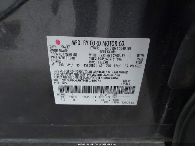 2FMPK4J97HBC15975 Ford EDGE SEL
