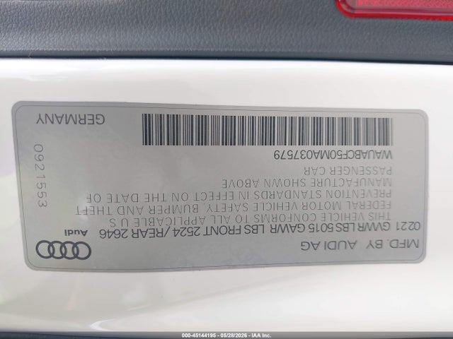 45144195 :رقم المزاد ، WAUABCF50MA037579 vin ، 2021 Audi A5 Sportback Premium 40 Tfsi Quattro S Tronic مزاد بيع