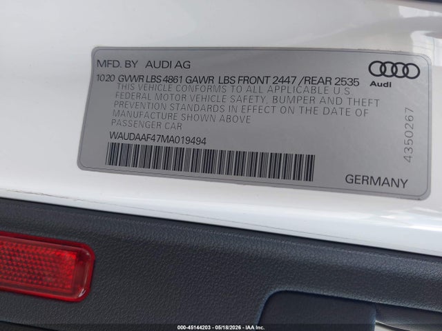 Aukcja sprzedaży 2021 Audi A4 Premium 45 Tfsi S Line Quattro S Tronic, vin: WAUDAAF47MA019494, numer aukcji: 45144203
