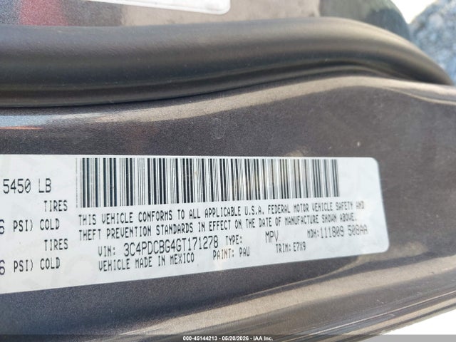 Aukcja sprzedaży 2016 Dodge Journey Sxt, vin: 3C4PDCBG4GT171278, numer aukcji: 45144213