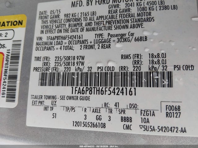 Ford Mustang Ecoboost 2015 1FA6P8TH6F5424161 Image 9