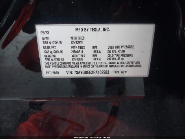 Продажа на аукционе авто 2023 Tesla Model Y Awd/long Range Dual Motor All-wheel Drive, vin: 7SAYGDEEXPA169903, номер лота: 45144255