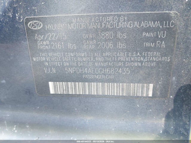 Aukcja sprzedaży 2016 Hyundai Elantra Se, vin: 5NPDH4AE0GH682435, numer aukcji: 45144323