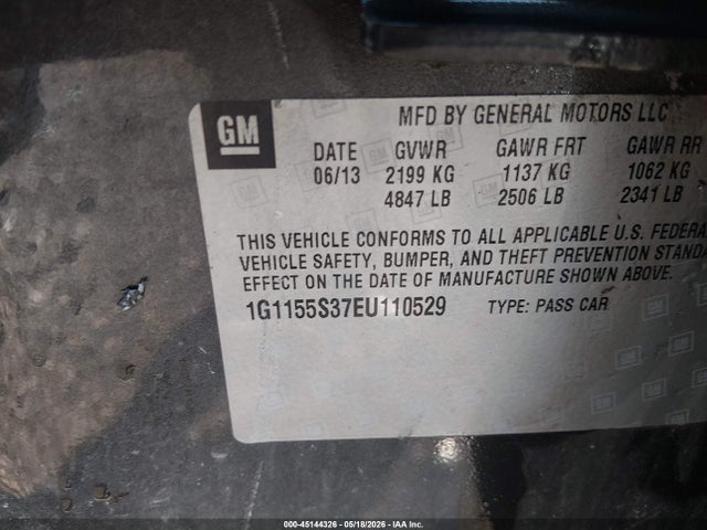 Aukcja sprzedaży 2014 Chevrolet Impala 2lz, vin: 1G1155S37EU110529, numer aukcji: 45144326